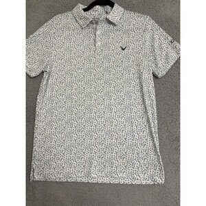 Callaway Boys Golf Polo Stretch Travel Shirt White Blue Green Nautical Sailboat